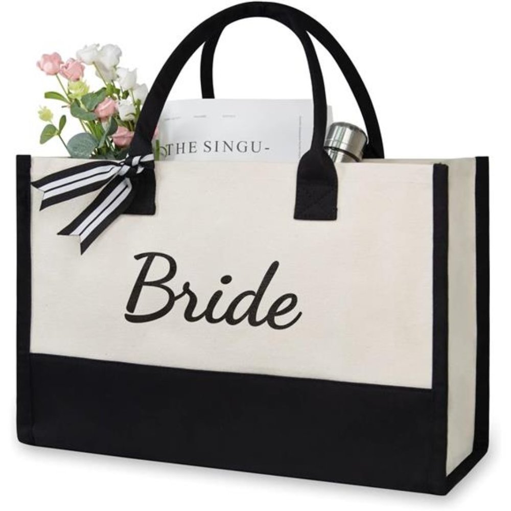 Canvas Tote Bag for Bride Gifts for Wedding Bridal Shower Bachelorette Party